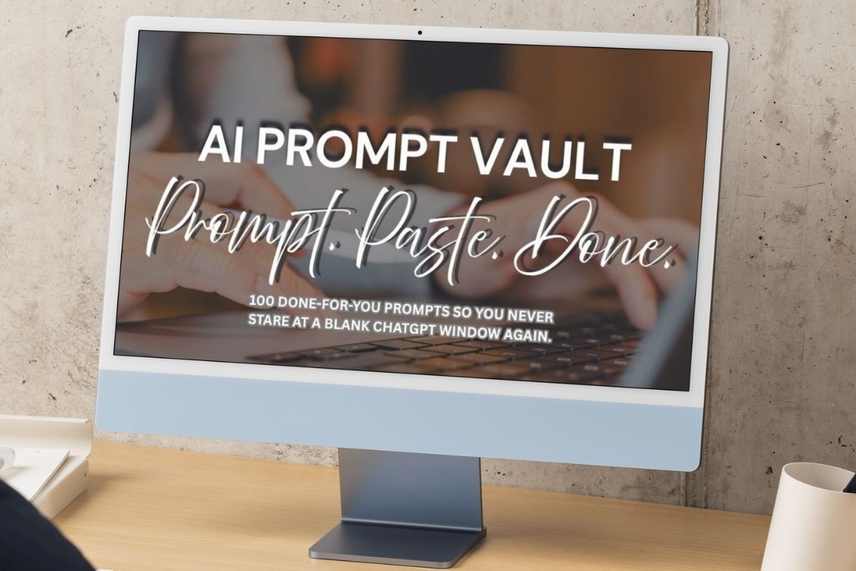product mockup on computer screen for ai prompt vault
