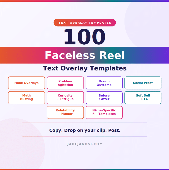 100 reel text overlay template product image